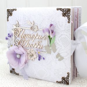 Работа Нежный кружевной свадебный скрап альбом