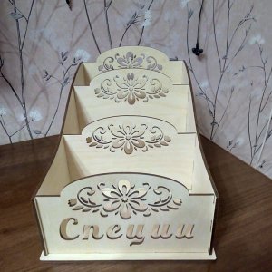 Работа Органайзер для специй 35х21 см , из 4 мм фанеры.