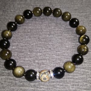 Робота Браслет з золотистого обсидіану з бусиной Дзи