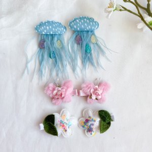 Работа Набор заколок облачко, бабочка, цветы