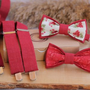 Работа Комплект подтяжки и бабочка "Вишневый"