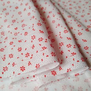 Робота Тканина бавовна дрібні червоні квіточки на білому