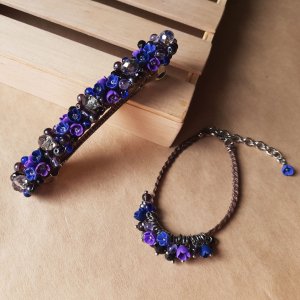 Робота Фіолетові шпилька автомат і браслет з квітами