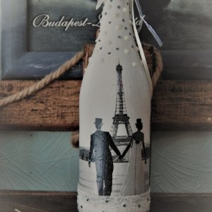 Работа Декупаж бутылки 