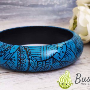 Работа Деревянный браслет Blue pattern