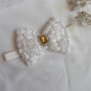 Работа Повязка большой белый бант 2