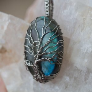 Робота Кулон оберіг дерево життя з лабрадором / лабрадоритом