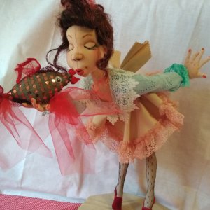 Работа Интерьерная текстильная кукла ЗОЛОТАЯ РЫБКА