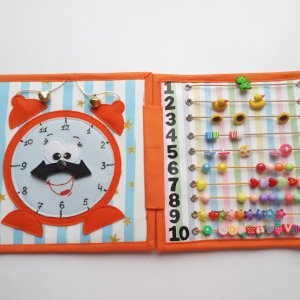 Работа Развивающая книжка планшет из фетра. Часы, счёт до 10.