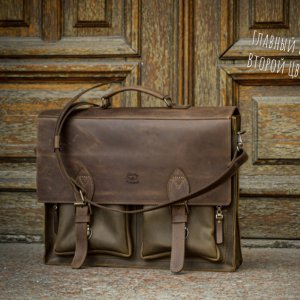 Работа Кожаный мужской портфель, Деловая сумка под ноутбук 