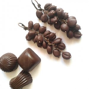 Работа Винтажные серьги с кофе