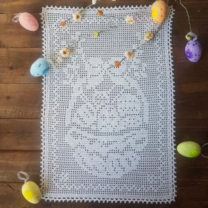 Работа Пасхальное полотенце-салфетка, вязаное крючком