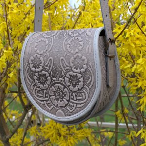 Робота сумка  шкіряна Маки сіра