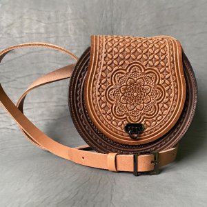 Робота Шкіряна сумка "Колорит" беж+коричневий