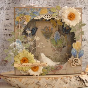 Работа Весенняя открытка-тоннель в стиле еко