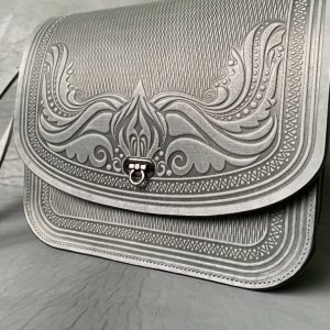 Робота сумка шкіряна ручної роботи " Камея" велика сумка, сіра