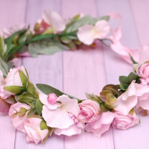 Робота Вінок віночок з квітами рожевий