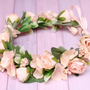 Робота Вінок віночок з квітами персиковий