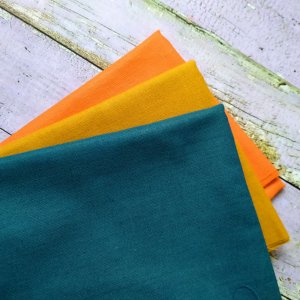 Робота Набір бавовняної тканини Гірчиця, морська хвиля і апельсин