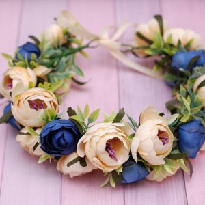 Робота Вінок віночок з півоніями бежево-синій