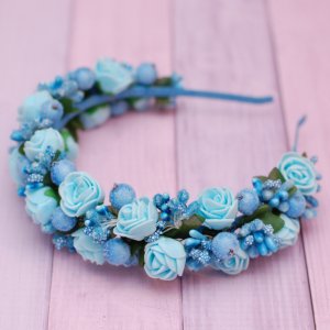 Робота Обруч ободок з квітами блакитний
