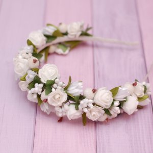Робота Обруч ободок з квітами білий
