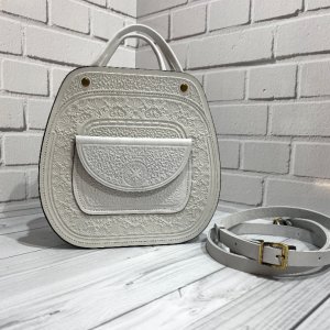 Робота Жіноча шкіряна сумка ручної роботи "Азалія" біла