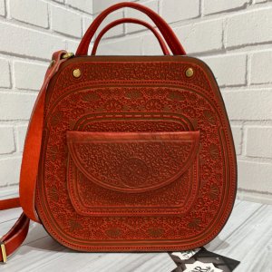 Робота Шкіряна сумка ручної роботи "Азалія" червона, сумка шкіряна