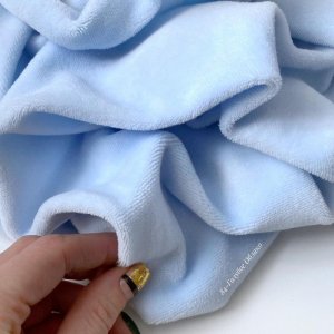 Работа Велюр хлопковый для рукоделия голубое облако