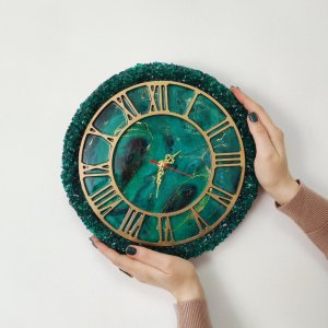 Работа Интерьерные часы Малахит