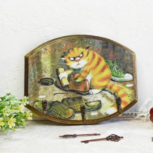 Работа Ключница или вешалка "Котя"