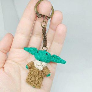 Работа Мастер Йода брелок на сумку рюкзак ключи амигуруми крючком