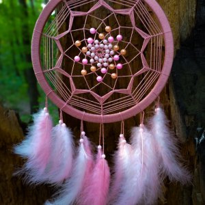 Робота Рожевий ловець снів. Декор для дому. Подарунок. амулет