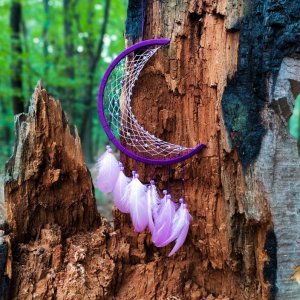 Робота Фіолетовий ловець снів Місяць. Декор для дому. амулет