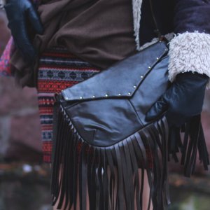 Робота Темно Коричнева Сумка Клатч Зі З'ємною Бахромою