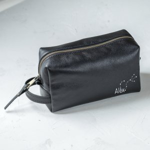 Робота Чорна Шкіряна Косметичка Для Засобів По Догляду Чоловіча