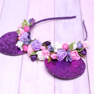 Работа Обруч ободок с ушками минни маус и цветами