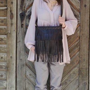 Робота Коричнева Шкіряна Бохо Сумка Через Плече 