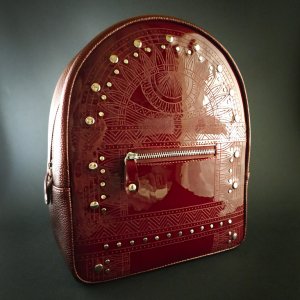 Робота Шкіряний бордовий рюкзак