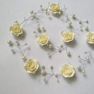 Работа Свадебная веточка с розами цвета айвори