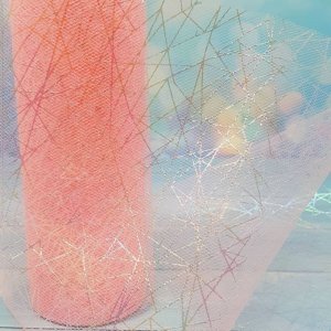 Работа Фатин розовый с блестящей паутинкой