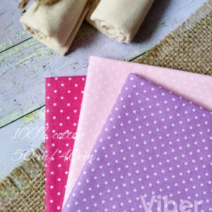 Робота Набір тканини малиновий, рожевий і бузковий горошок