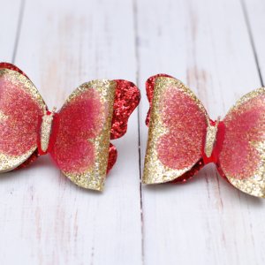 Работа Резинки с бабочками красно-золотые 