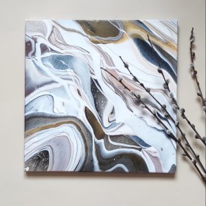 Работа Картина в технике Fluid art, абстракция, 35 x 35 см