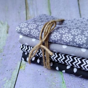 Робота Набір бавовняної тканини з 4 шт. Сіро-чорний