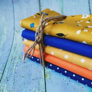 Робота Набір тканини для рукоділля з 5 шт. Гірчично-синій