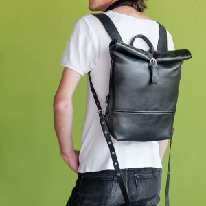 Робота Чорний Шкіряний Чоловічий Рюкзак