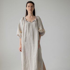 Работа Платье свободного фасона в этно стиле с кружевом