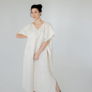 Работа Свободная платье в полоску с декоративными краями