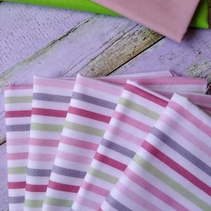 Робота Тканина бавовна смужка 5 мм рожево-зелена